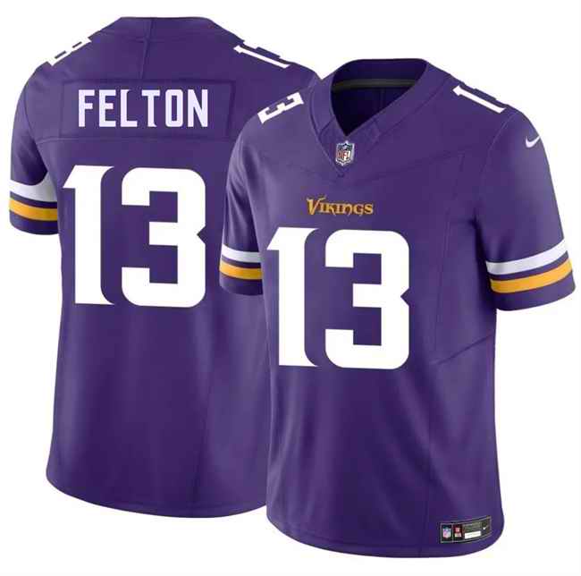 Men's Minnesota Vikings #13 Tai Felton Purple 2025 Draft F.U.S.E. Vapor Untouchable Limited Stitched Jersey